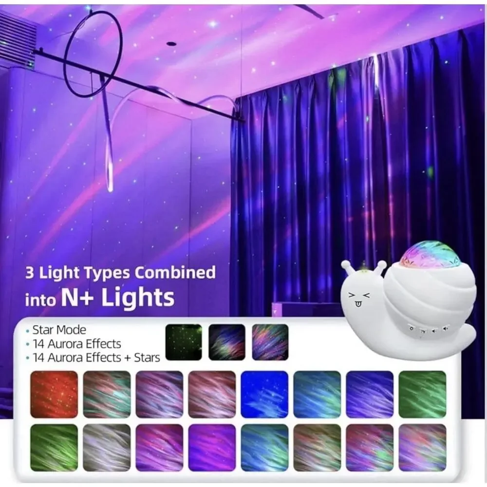 Snail Music Lamp Musical‎ Star Galaxy Projector Light, LED Night Light Lamp Blue